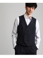 【PNJ】格子紋柄シングルベスト［メンズ ベスト ウール 無地]/ネイビー(293)