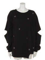 アームスリットダメージトップス/ブラック