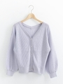 ウォッシャブルVカーディガン/ラベンダー