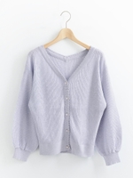 ウォッシャブルVカーディガン/ラベンダー