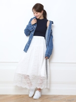 サイドラインレーススカート/ホワイト