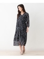 シフォン花柄シャツワンピース/ブラック(719)