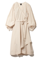 ラップギンガムワンピース/ベージュ