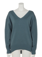 両VドロップショルダーコクーンニットPO/GRN