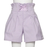 【30%OFF】レースアップギンガムチェック柄ショートパンツ