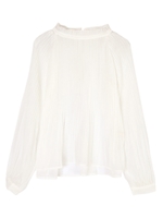 シフォンプリーツボリュームスリーブブラウス/ホワイト