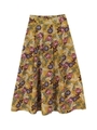 ボタニカルプリントタックスカート/マスタード