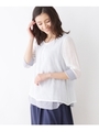 スラブフェイクレイヤードブラウス/ホワイト系(002)