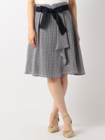 グレンチェック柄フレアスカート/ピンク系