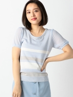 ボーダーニットプルオーバー/ライトブルー