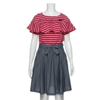 ボーダー×無地ドッキングワンピース