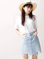 WEGO/デニムリメイクミニスカート
