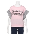 ストライプフリル袖ロゴ入りTシャツ