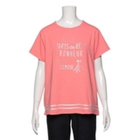 ロゴ刺しゅう入りエッフェル塔デザイン裾ラインTシャツ