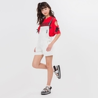 ロゴ入りサスペンダーショートサロペット