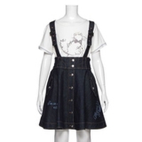 【30%OFF】サスペンダーつきロゴ刺しゅう入りハイウエストスカート