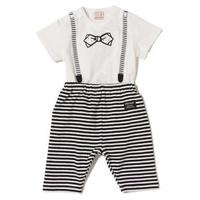 【20%OFF】おめかしトロンプルイユロンパース×柄パンツセット