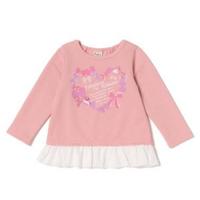 【30%OFF】リボンハートプリント裾フリルつきミニ裏毛トレーナー