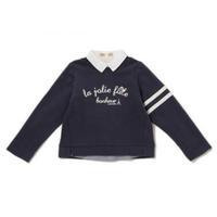 【50%OFF】【キッズ向け】ロゴ＆ライン入りトレーナー×衿つきTシャツセット