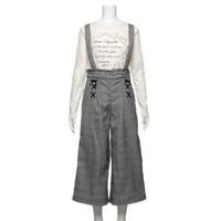 【50%OFF】サスペンダーつきグレンチェック柄ワイドパンツ