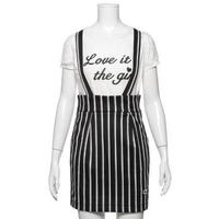 【50%OFF】サスペンダーつきストライプタイトスカート