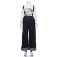 【50%OFF】サスペンダーつきデニムロールアップワイドパンツ