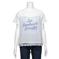 【50%OFF】シフォン重ね部分チェック使いTシャツ