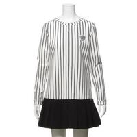 【50%OFF】ストライプ×無地切り替えワンピース