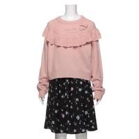 【50%OFF】リボン＆フリルつきニット×花柄切り替えワンピースセット