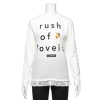 【50%OFF】ロゴプリント入り裾レースつき長袖Tシャツ