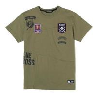 【50%OFF】切り替えデザインワッペンつきＴシャツ