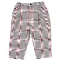 タック入りチェック柄ロングパンツ