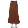 【51%OFF】ベルトつきスリットツイルロングスカート