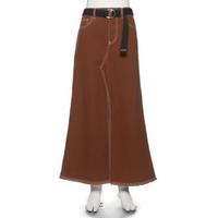 【51%OFF】ベルトつきスリットツイルロングスカート