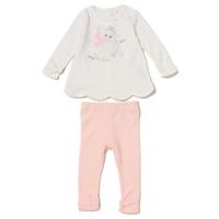【30%OFF】ペルシャ猫アップリケピンドットTシャツ×起毛調パンツセット