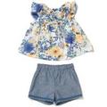 花柄チュニック×ショートパンツセット