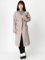 [18AW 新作アイテム]ベルト付ノーカラートレンチコート