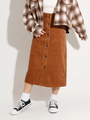 WEGO/コーデュロイ前ボタンナロースカート