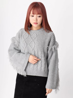 WEGO/フリンジパッチワークニット