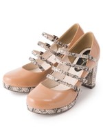 4ストラップパンプス/ベージュ