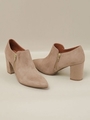 7.5cmブロックヒールショートブーツ/ベージュ