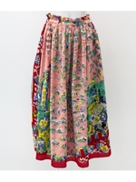 Allugeヴィンテージスカーフプリントリバーシブルスカート/レッド(025)