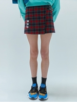 CHECK BELT SKIRTS/red