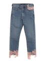 CROP LEG JEANS W/LACE DETAIL/インディゴ