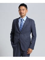 CS_バーズアイストレッチジャケット[ メンズ セットアップ スリーピース 洗える ストレッチ ]/ブルー(092)