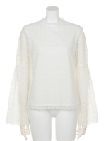 FLARE SLEEVE LACE TOPS/WHT