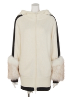 FUR SLEEVE HOODIE/WHITE