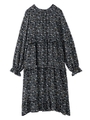 HEART PRINT TIERED DRESS/ブラック