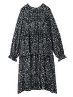 HEART PRINT TIERED DRESS/ブラック