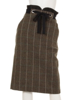 MESH WAIST SKIRT（CHECK）/KHAKI